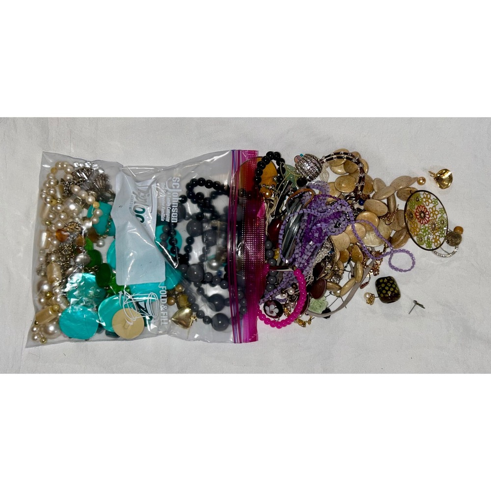 1-2lbs Mix Lot of Broken Vintage + Modern Costume Jewelry